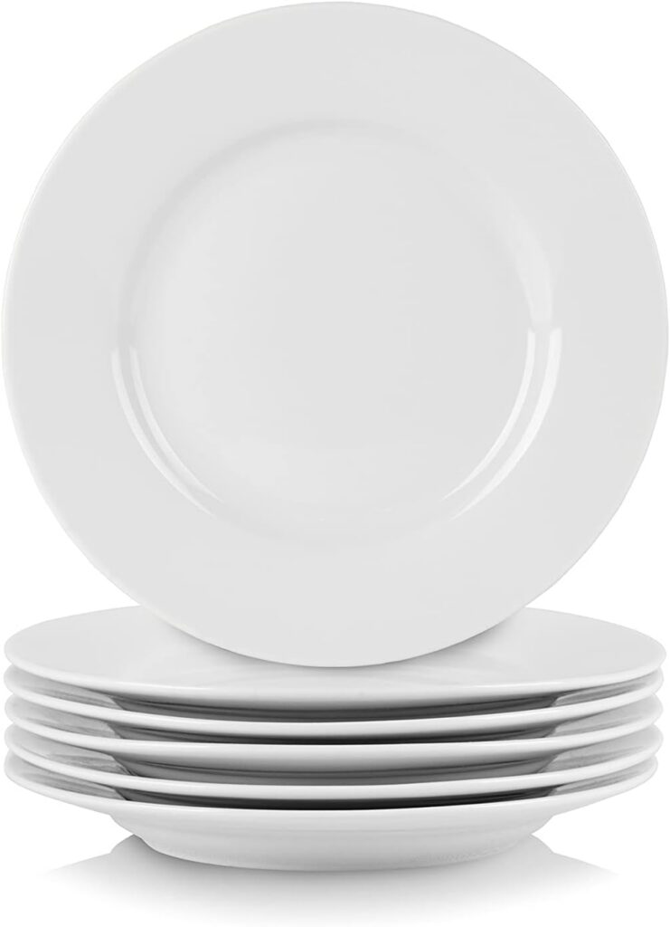 10 Strawberry Street Prato de aperitivo Simply Round de 15 cm, conjunto de 6, branco, 6RD-6ACE-TSS