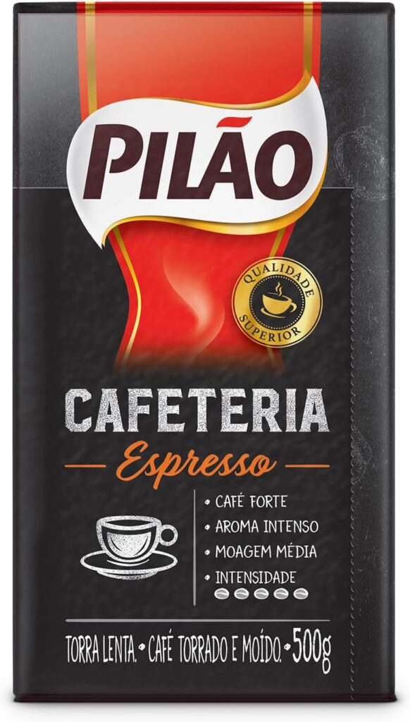 Café Pilão Torrado e Moído Cafeteria Espresso, Torra Forte, Embalagem a Vácuo com 500g