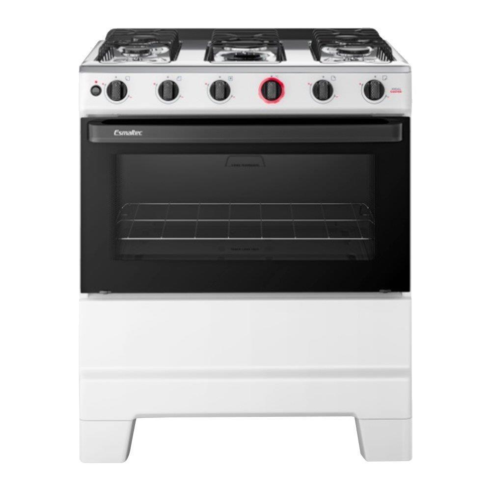 Fogão 5 Bocas Esmaltec F5IAB5121 Ideal Super Mesa em Aço Inox Acendimento Automático Branco Bivolt
