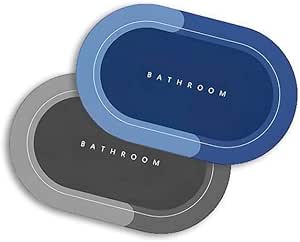Kit 2 Tapetes de Banheiro Magico Antiderrapante Super Absorvente Emborrachado Secagem Rápida Fácil De Limpar Alta Absorção De Água Design Elegante (CINZA, AZUL E ROXO ESCURO)
