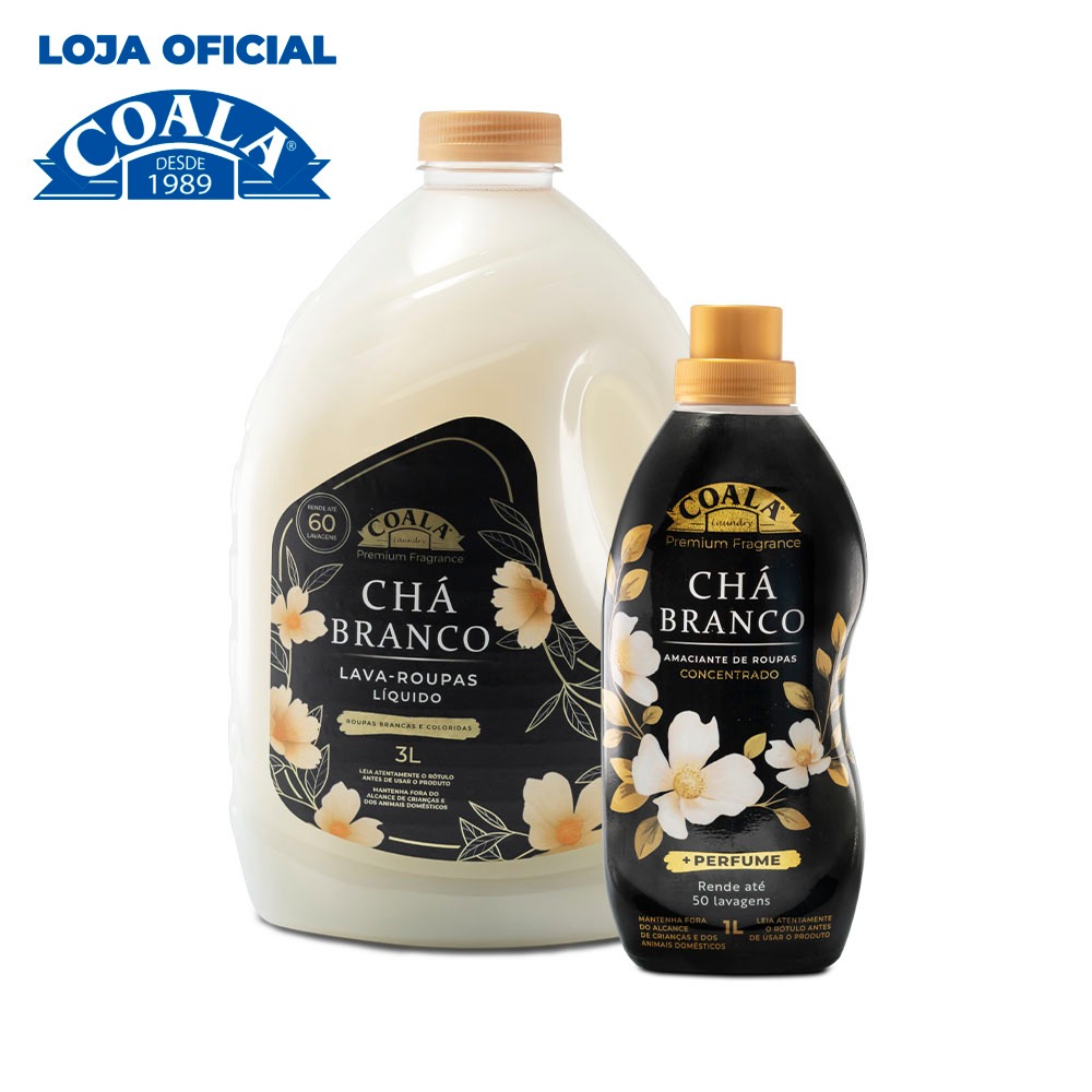 Kit Coala Laundry Chá Branco – 1 lava Roupas 3L +1 Amaciante1L