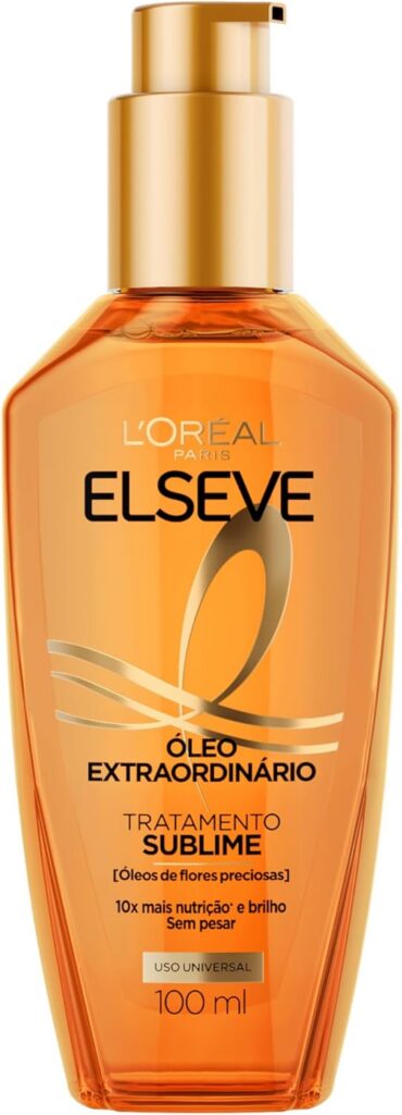 L’Oréal Paris Elseve Óleo Extraordinário Finalizador Capilar, Nutrição Profunda com 6 Óleos Preciosos, Anti-Frizz, Proteção Térmica até 230°C, Brilho Intenso para Todos os Tipos de Cabelo, 100ml