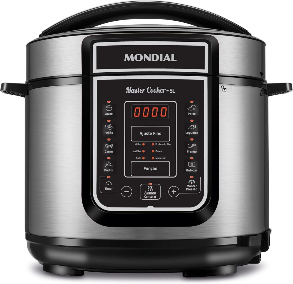 MONDIAL Panela de Pressão Digital, Master Cooker – 5L, 220V, Preto, 900W – PE-38