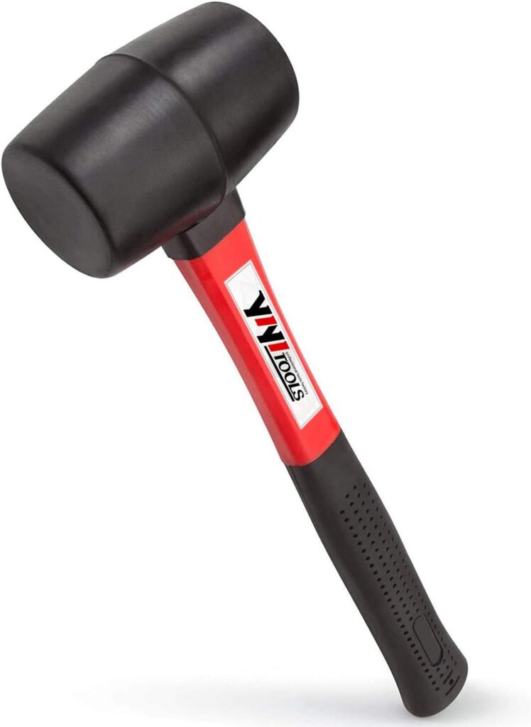 Martelo de borracha YIYITOOLS YY-2-005, com alça de fibra de vidro, 453 g, preto