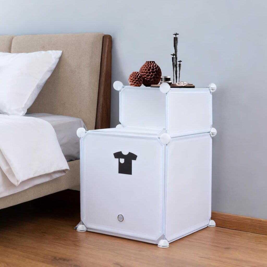 Mesa de Cabeceira Modular com Tampa com Divisoria Armário,Armário Modular de Gavetas,Plástico,Empilhável,Grande,Grande,Branco,Módulo 1