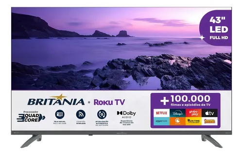 Smart TV 43” BTV43VA4REGB LED Dolby Audio Roku TV Cinza Britânia 127V/220V