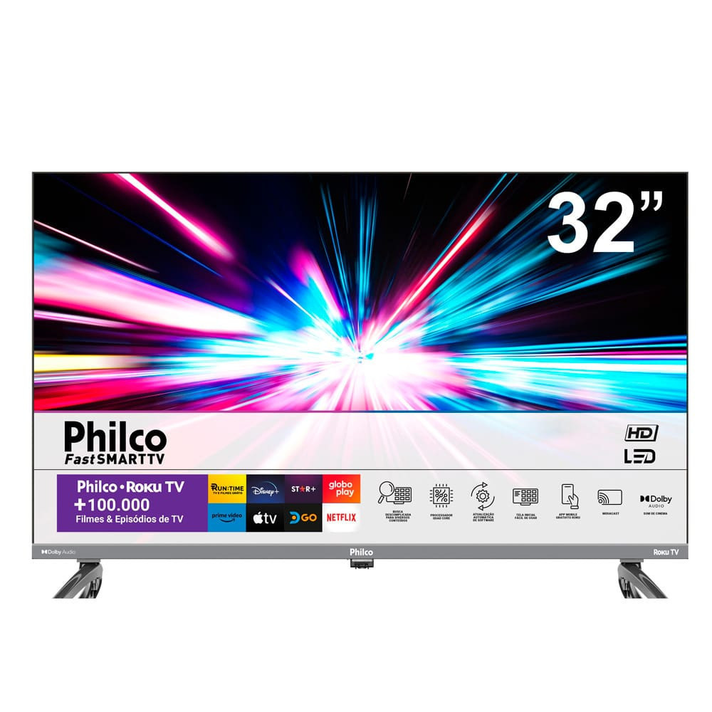 Smart TV LED 32 Polegadas PTV32K34RKGB Roku TV Philco