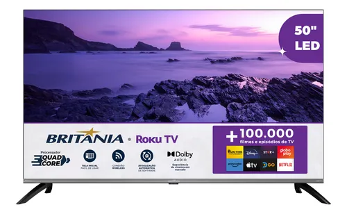 Smart Tv 50 Led 4k Britania B50cra Uhd Roku Dolby Audio Wi-fi Hdmi Hdr10 110/220v
