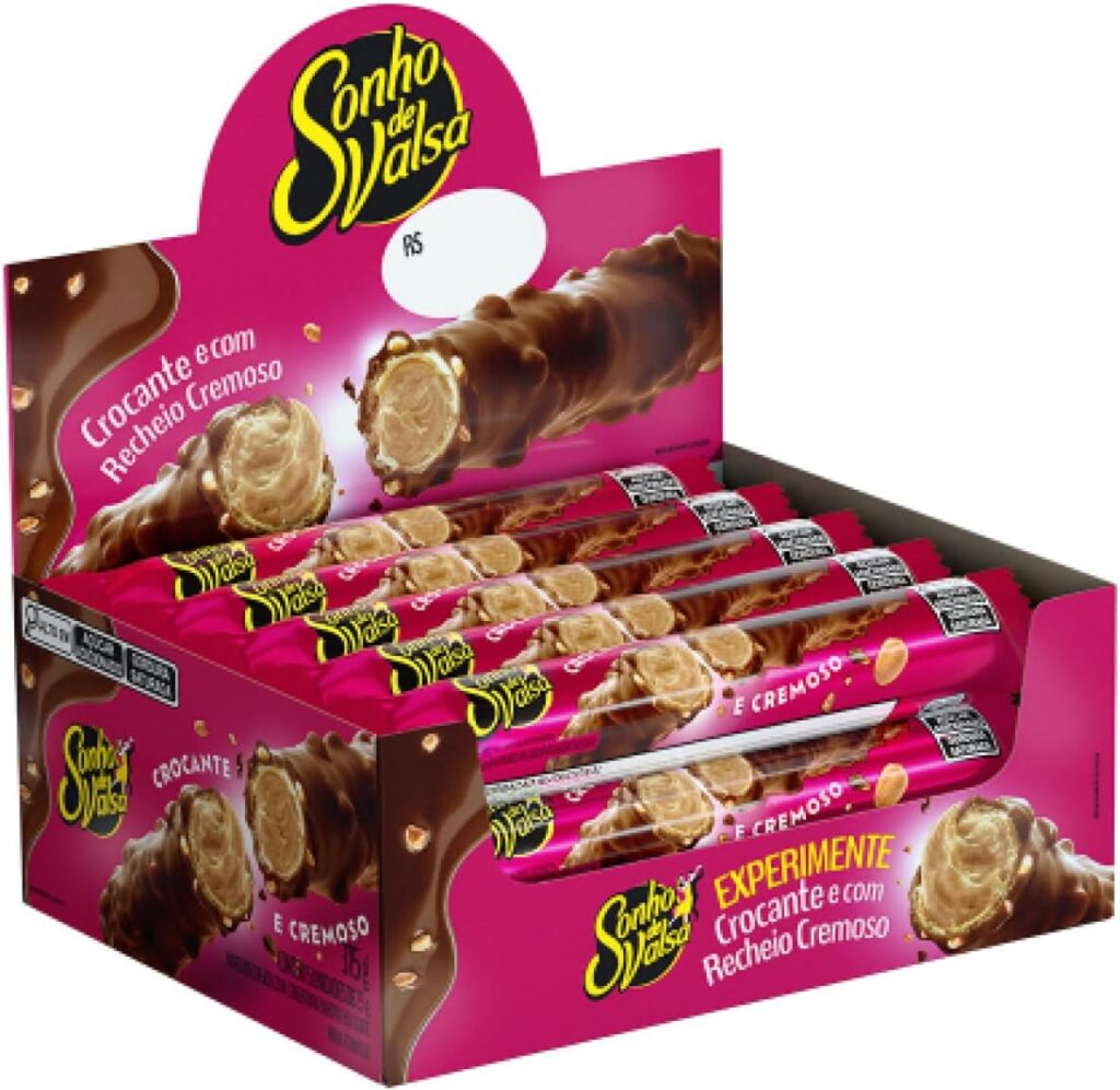 Stick Wafer Recheado Sonho de Valsa Sabor Chocolate – Display com 15 unidades de 25g