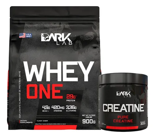 Whey One 900g Morango + Creatina 300g Dark Lab