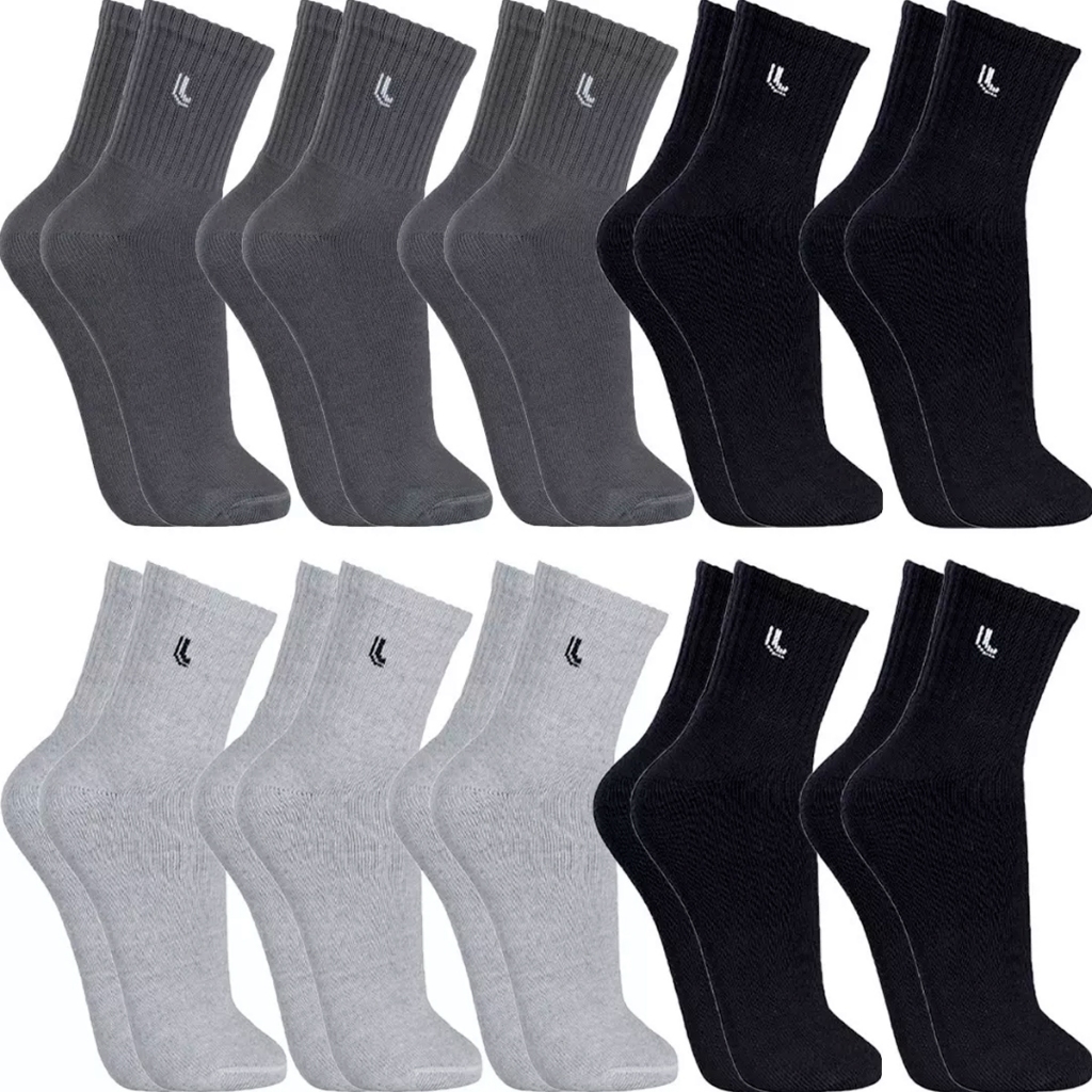 Kit 10 Pares Meias Lupo Originais Cano Médio Alto Algodão Masculina Feminina Meia Atoalhada Grossas