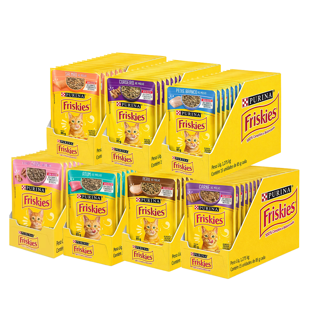 Ração úmida Friskies Sabores Variados para Gatos 15×85 g